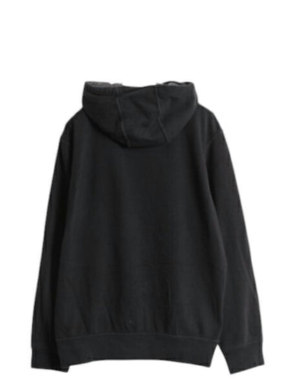 ノースフェイス 迷彩 ロゴ プリント スウェット フード パーカー メンズ L 古着 The North Face プルオーバー 裏起毛 トレーナー 黒 迷彩柄