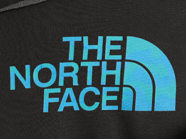 ノースフェイス 迷彩 ロゴ プリント スウェット フード パーカー メンズ L 古着 The North Face プルオーバー 裏起毛 トレーナー 黒 迷彩柄