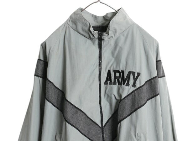 米軍実物 US ARMY ナイロン トレーニング ジャケット メンズ M 程/ 古着 軍物 IPFU ミリタリー ブルゾン ジャンパー フルジップ ツートン