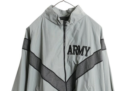 米軍実物 US ARMY ナイロン トレーニング ジャケット メンズ M 程/ 古着 軍物 IPFU ミリタリー ブルゾン ジャンパー フルジップ ツートン