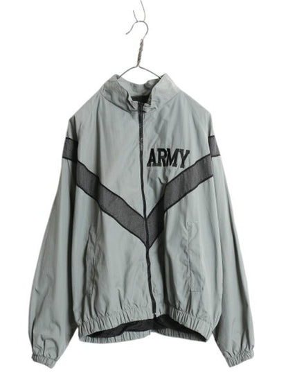 米軍実物 US ARMY ナイロン トレーニング ジャケット メンズ M 程/ 古着 軍物 IPFU ミリタリー ブルゾン ジャンパー フルジップ ツートン