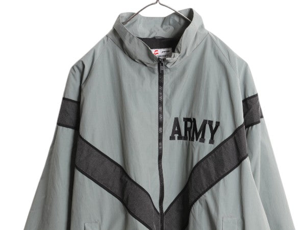 00s 米軍実物 US ARMY ナイロン トレーニング ジャケット MEDIUM LONG / 軍物 IPFU ミリタリー ブルゾン ジャンパー フルジップ ツートン