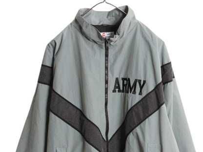 00s 米軍実物 US ARMY ナイロン トレーニング ジャケット MEDIUM LONG / 軍物 IPFU ミリタリー ブルゾン ジャンパー フルジップ ツートン