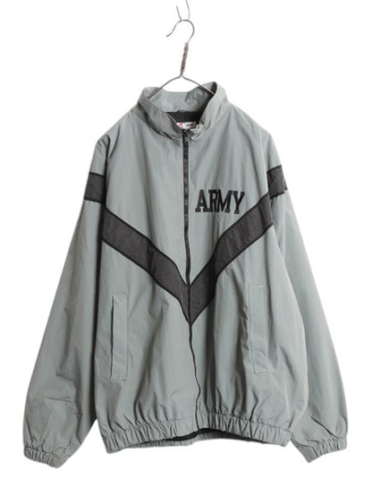 00s 米軍実物 US ARMY ナイロン トレーニング ジャケット MEDIUM LONG / 軍物 IPFU ミリタリー ブルゾン ジャンパー フルジップ ツートン