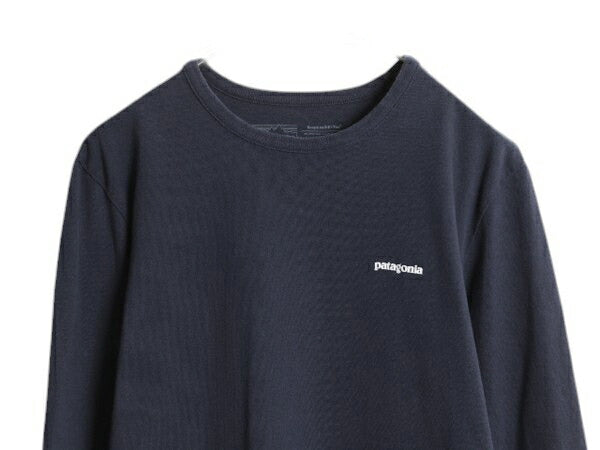 パタゴニア 両面 プリント 長袖 Tシャツ レディース XL 21年製 アウトドア ロンT ロングスリーブ ロゴT P6 バックプリント 大きいサイズ 紺