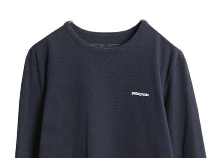 パタゴニア 両面 プリント 長袖 Tシャツ レディース XL 21年製 アウトドア ロンT ロングスリーブ ロゴT P6 バックプリント 大きいサイズ 紺