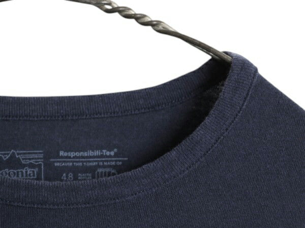 パタゴニア 両面 プリント 長袖 Tシャツ レディース XL 21年製 アウトドア ロンT ロングスリーブ ロゴT P6 バックプリント 大きいサイズ 紺