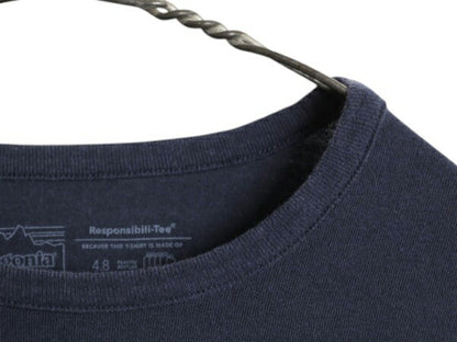 パタゴニア 両面 プリント 長袖 Tシャツ レディース XL 21年製 アウトドア ロンT ロングスリーブ ロゴT P6 バックプリント 大きいサイズ 紺