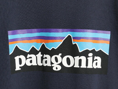 パタゴニア 両面 プリント 長袖 Tシャツ レディース XL 21年製 アウトドア ロンT ロングスリーブ ロゴT P6 バックプリント 大きいサイズ 紺