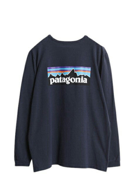 パタゴニア 両面 プリント 長袖 Tシャツ レディース XL 21年製 アウトドア ロンT ロングスリーブ ロゴT P6 バックプリント 大きいサイズ 紺
