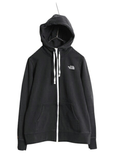 ノースフェイス フルジップ スウェット フード パーカー レディース L The North Face アウトドア トレーナー 裏起毛 ハイネック ブラック