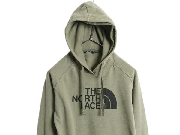 ノースフェイス プリント スウェット フード パーカー レディース S 古着 The North Face プルオーバー 裏起毛 トレーナー アウトドア 薄手