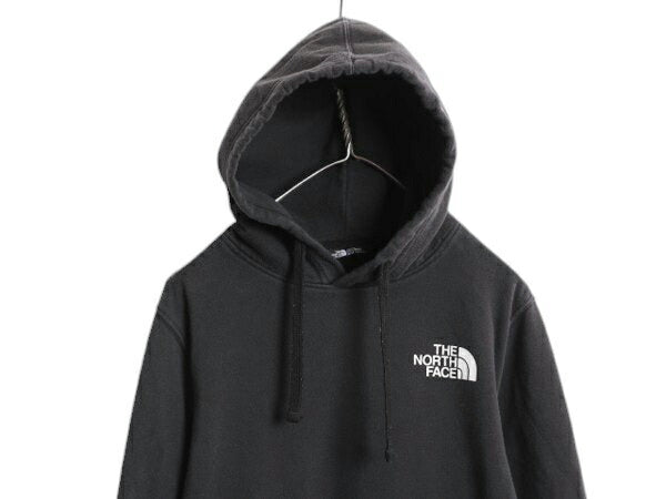 ノースフェイス 両面 プリント スウェット フード パーカー メンズ M / 古着 プルオーバー トレーナー アウトドア 裏起毛 ボックスロゴ 黒