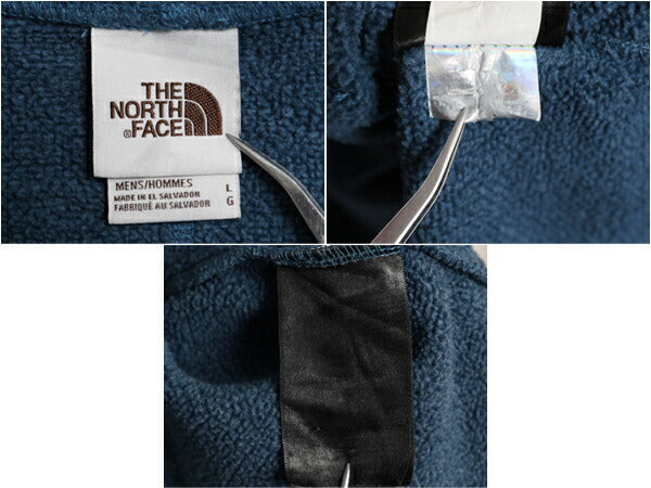 ノースフェイス セーター フリース フード パーカー メンズ L 古着 The North Face ニット ハーフジップ プルオーバー 裏起毛 ワンポイント