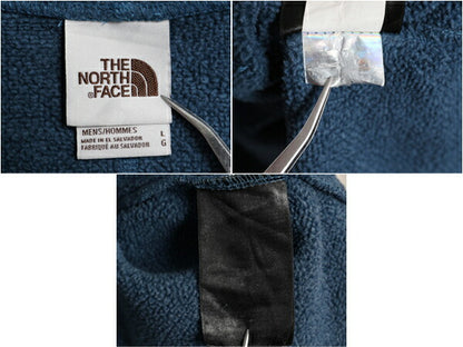 ノースフェイス セーター フリース フード パーカー メンズ L 古着 The North Face ニット ハーフジップ プルオーバー 裏起毛 ワンポイント
