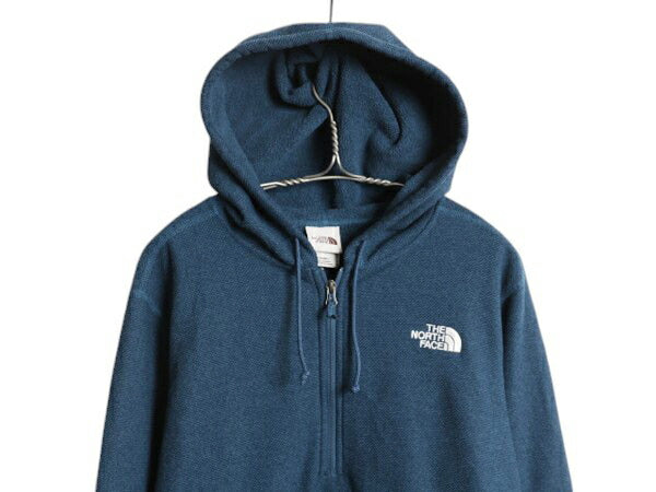 ノースフェイス セーター フリース フード パーカー メンズ L 古着 The North Face ニット ハーフジップ プルオーバー 裏起毛 ワンポイント
