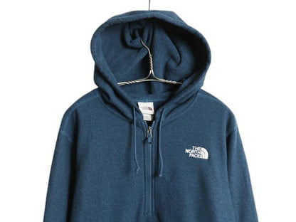 ノースフェイス セーター フリース フード パーカー メンズ L 古着 The North Face ニット ハーフジップ プルオーバー 裏起毛 ワンポイント