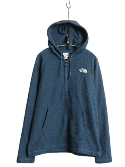 ノースフェイス セーター フリース フード パーカー メンズ L 古着 The North Face ニット ハーフジップ プルオーバー 裏起毛 ワンポイント