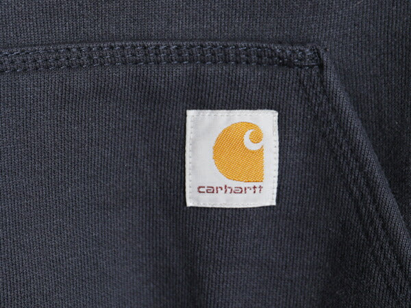 カーハート スウェット フード パーカー メンズ M / 古着 CARHARTT トレーナー ミドルウェイト プルオーバー 裏起毛 ワンポイント ネイビー