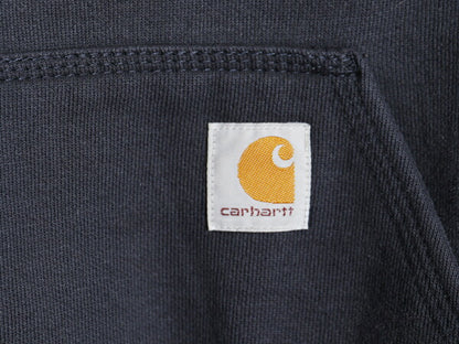 カーハート スウェット フード パーカー メンズ M / 古着 CARHARTT トレーナー ミドルウェイト プルオーバー 裏起毛 ワンポイント ネイビー
