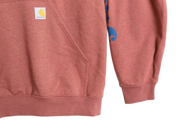 カーハート 袖 プリント スウェット フード パーカー メンズ XL / CARHARTT トレーナー 裏起毛 プルオーバー ミドルウェイト 大きいサイズ