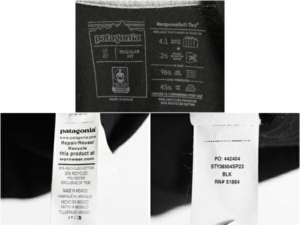 パタゴニア 両面 プリント 半袖 Tシャツ メンズ S / 23年製 アウトドア P6 バックプリント ボックスロゴ クルーネック カットソー ブラック