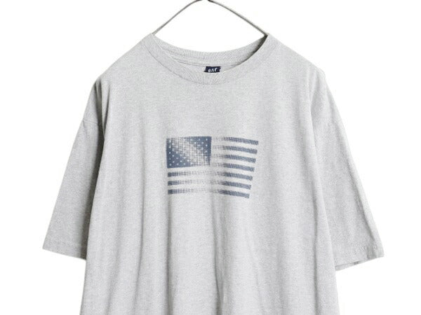 00s オールド ギャップ プリント 半袖 Tシャツ メンズ レディース L / クルーネック 星条旗 グラフィック ヴィンテージ 加工 カットソー 灰