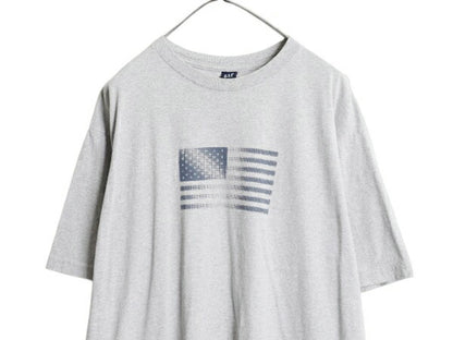 00s オールド ギャップ プリント 半袖 Tシャツ メンズ レディース L / クルーネック 星条旗 グラフィック ヴィンテージ 加工 カットソー 灰