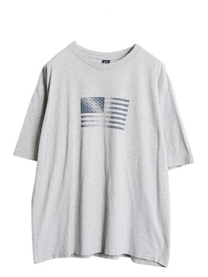 00s オールド ギャップ プリント 半袖 Tシャツ メンズ レディース L / クルーネック 星条旗 グラフィック ヴィンテージ 加工 カットソー 灰