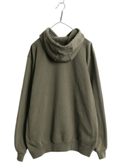 カーハート スウェット フード パーカー メンズ L /トレーナー スエット ミドルウェイト プルオーバー 裏起毛 モスグリーン 企業 ロゴ刺繍