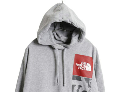 ノースフェイス プリント スウェット フード パーカー メンズ XXL プルオーバー 裏起毛 アウトドア トレーナー ボックスロゴ 大きいサイズ