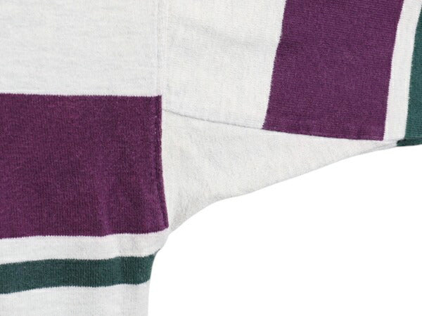 80s USA製 エルエルビーン モックネック ボーダー 長袖 Tシャツ メンズ レディース M ヴィンテージ ロンT ラガーシャツ ヘビーウェイト 灰