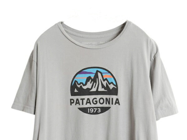 USA製 パタゴニア プリント 半袖 Tシャツ メンズ L / アウトドア フィッツロイ スコープ グラフィック アート クルーネック カットソー 灰