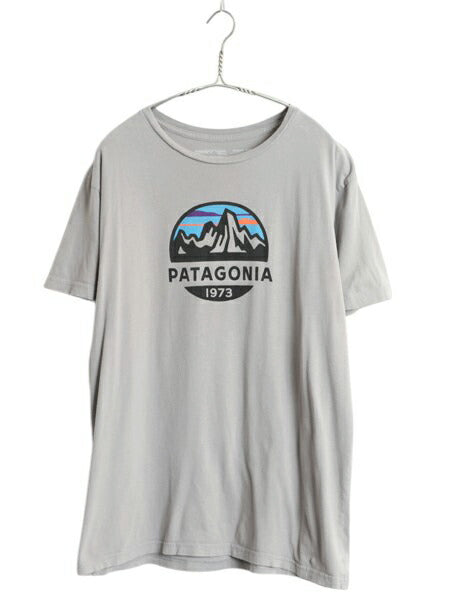 USA製 パタゴニア プリント 半袖 Tシャツ メンズ L / アウトドア フィッツロイ スコープ グラフィック アート クルーネック カットソー 灰