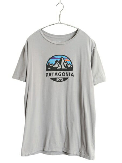 USA製 パタゴニア プリント 半袖 Tシャツ メンズ L / アウトドア フィッツロイ スコープ グラフィック アート クルーネック カットソー 灰
