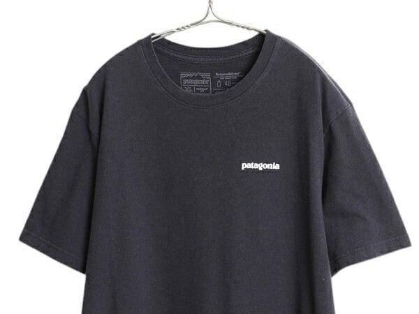 パタゴニア 両面 プリント 半袖 Tシャツ メンズ XL 古着 18年製 P6 バックプリント ボックスロゴ クルーネック カットソー 大きいサイズ 紺