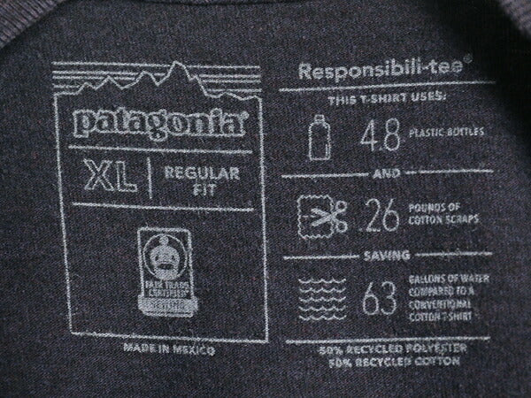 パタゴニア 両面 プリント 半袖 Tシャツ メンズ XL 古着 18年製 P6 バックプリント ボックスロゴ クルーネック カットソー 大きいサイズ 紺
