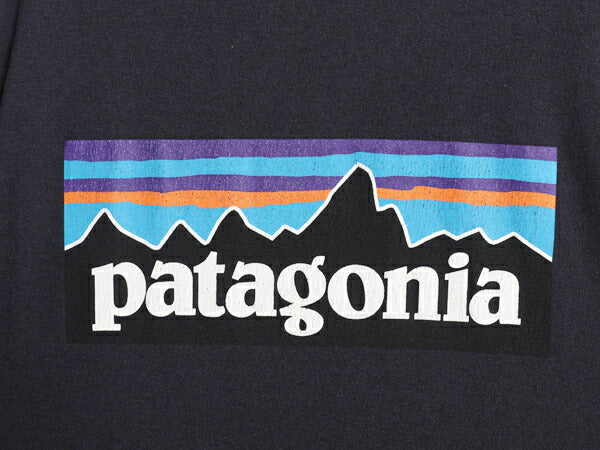 パタゴニア 両面 プリント 半袖 Tシャツ メンズ XL 古着 18年製 P6 バックプリント ボックスロゴ クルーネック カットソー 大きいサイズ 紺