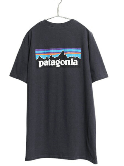 パタゴニア 両面 プリント 半袖 Tシャツ メンズ XL 古着 18年製 P6 バックプリント ボックスロゴ クルーネック カットソー 大きいサイズ 紺
