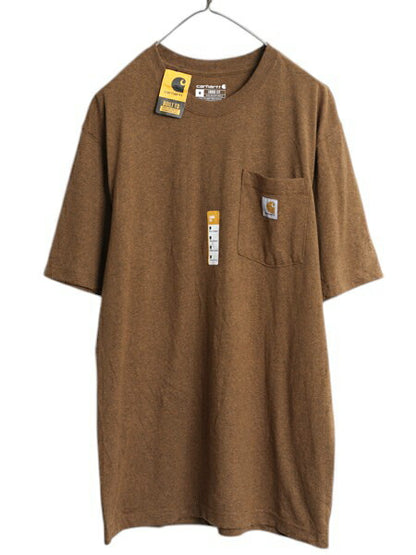 デッドストック US企画 カーハート ポケット付き 半袖 Tシャツ メンズ M クルーネック ヘビーウェイト ポケT グラフィック バック プリント