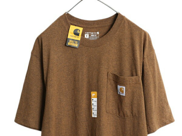 デッドストック US企画 カーハート ポケット付き 半袖 Tシャツ メンズ M クルーネック ヘビーウェイト ポケT グラフィック バック プリント