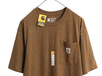 デッドストック US企画 カーハート ポケット付き 半袖 Tシャツ メンズ M クルーネック ヘビーウェイト ポケT グラフィック バック プリント