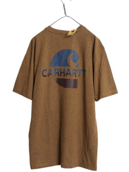 デッドストック US企画 カーハート ポケット付き 半袖 Tシャツ メンズ M クルーネック ヘビーウェイト ポケT グラフィック バック プリント