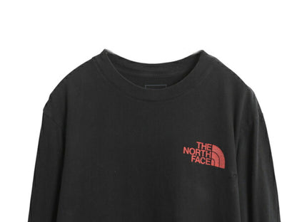 ノースフェイス プリント 長袖 Tシャツ メンズ M アウトドア ロンT ロングスリーブ カットソー 袖プリント ワンポイント シンプル ブラック