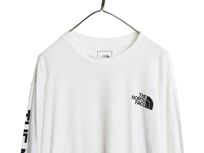 ノースフェイス プリント 長袖 Tシャツ メンズ XL アウトドア ロンT ロングスリーブ カットソー 袖プリント ワンポイント 大きいサイズ 白