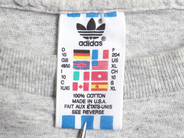 90s USA製 アディダス トレフォイル ロゴ プリント 半袖 Tシャツ メンズ XL / オールド シングルステッチ 大きいサイズ ヘビーウェイト 灰