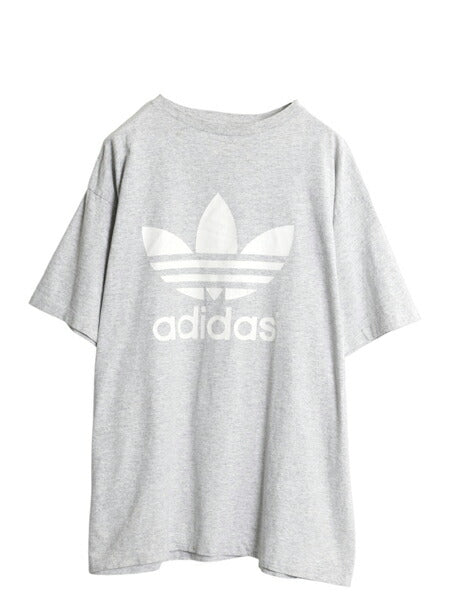 90s USA製 アディダス トレフォイル ロゴ プリント 半袖 Tシャツ メンズ XL / オールド シングルステッチ 大きいサイズ ヘビーウェイト 灰