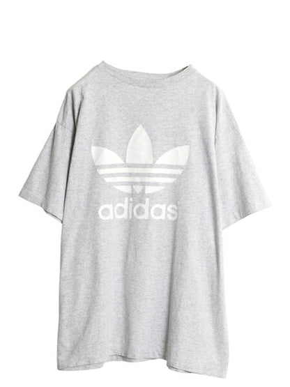 90s USA製 アディダス トレフォイル ロゴ プリント 半袖 Tシャツ メンズ XL / オールド シングルステッチ 大きいサイズ ヘビーウェイト 灰