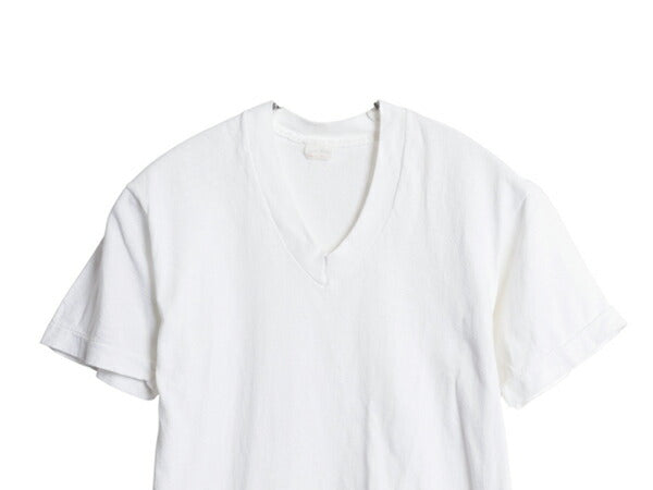 70s USA製 フルーツオブザルーム Vネック 無地 半袖 Tシャツ S 小さめ メンズ XS 程/ ヴィンテージ シングルステッチ インナー カットソー