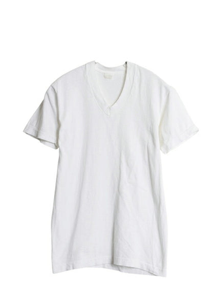 70s USA製 フルーツオブザルーム Vネック 無地 半袖 Tシャツ S 小さめ メンズ XS 程/ ヴィンテージ シングルステッチ インナー カットソー